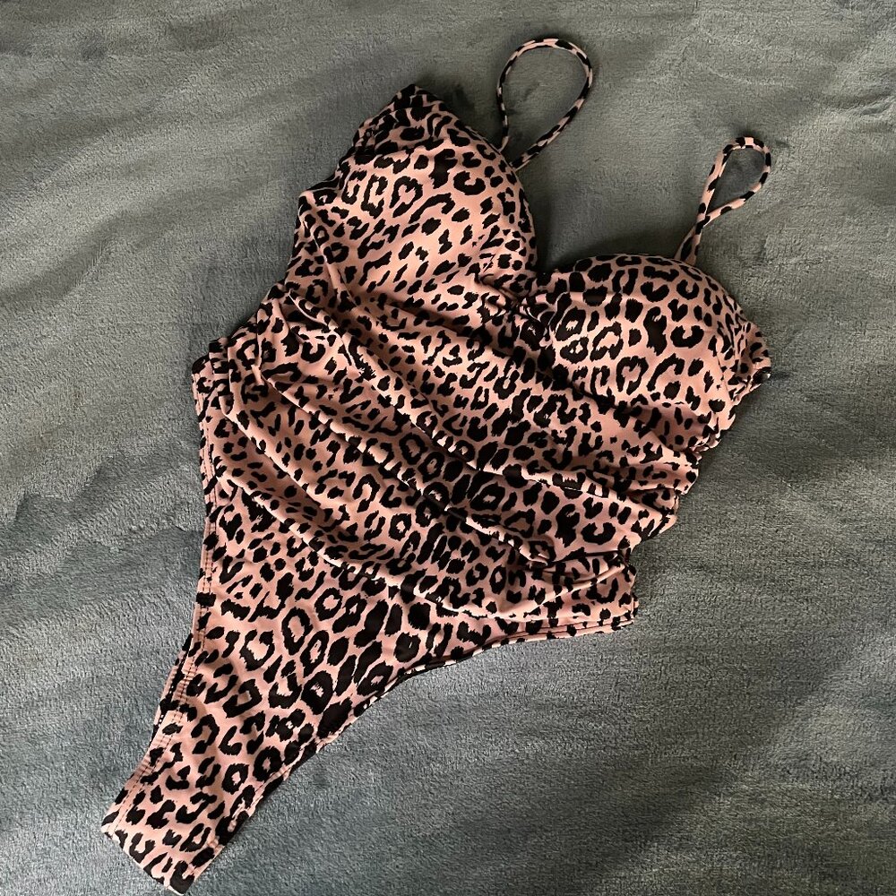 SHEIN, Leopard Print, Ruched, One Piece, High Leg, Cheeky Swimsuit